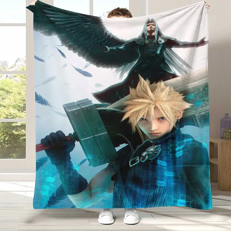 Classic Final Fantasy Games Cartoon Flannel Blanket,Ultra Soft Warm Plush Throw for Home Bedroom Bed Sofa Cover Office Picnic