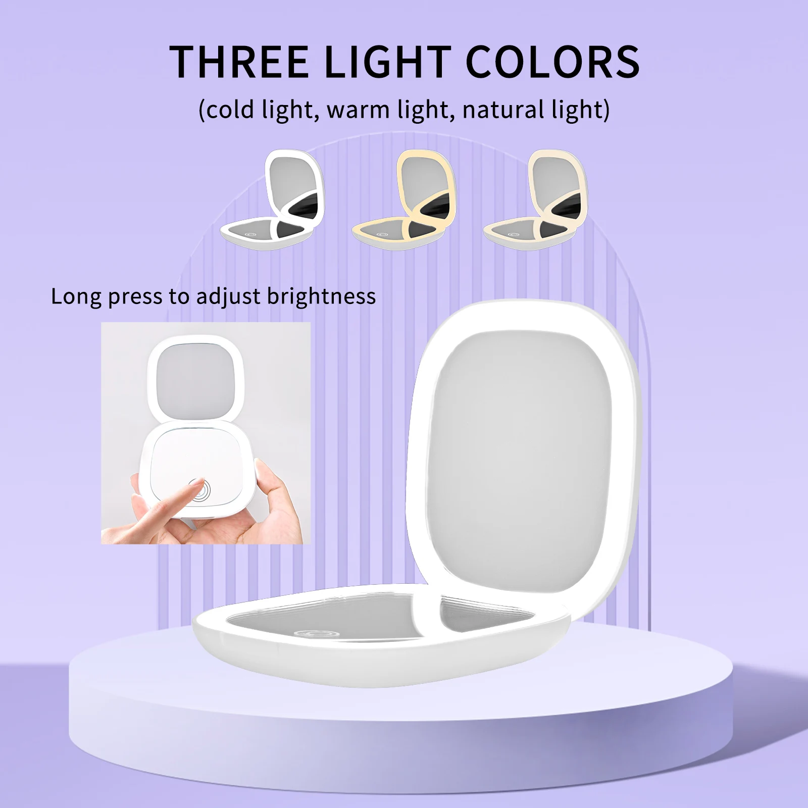 Mini make-upspiegel Led compacte zak Draagbare opvouwbare cosmetische make-upspiegel met licht Vergrotende make-upspiegel LESEN