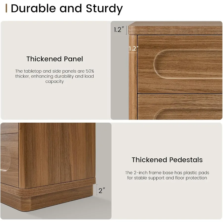 منضدة مع 3 أدراج 21.7 بوصة عرض × 15.8 بوصة (عمق) طاولات بجانب السرير كبيرة الحجم لغرفة النوم بجانب السرير للتخزين الحديث #5