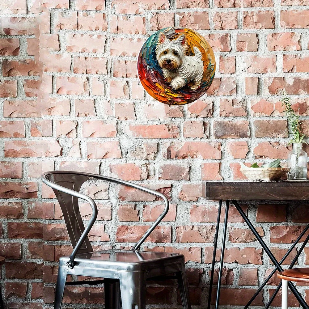 Aluminum Sign Faux Resin Round Decor Sign Living Room Decor Thanksgiving Day Gifts West Highland White Terrier Theme Decoration