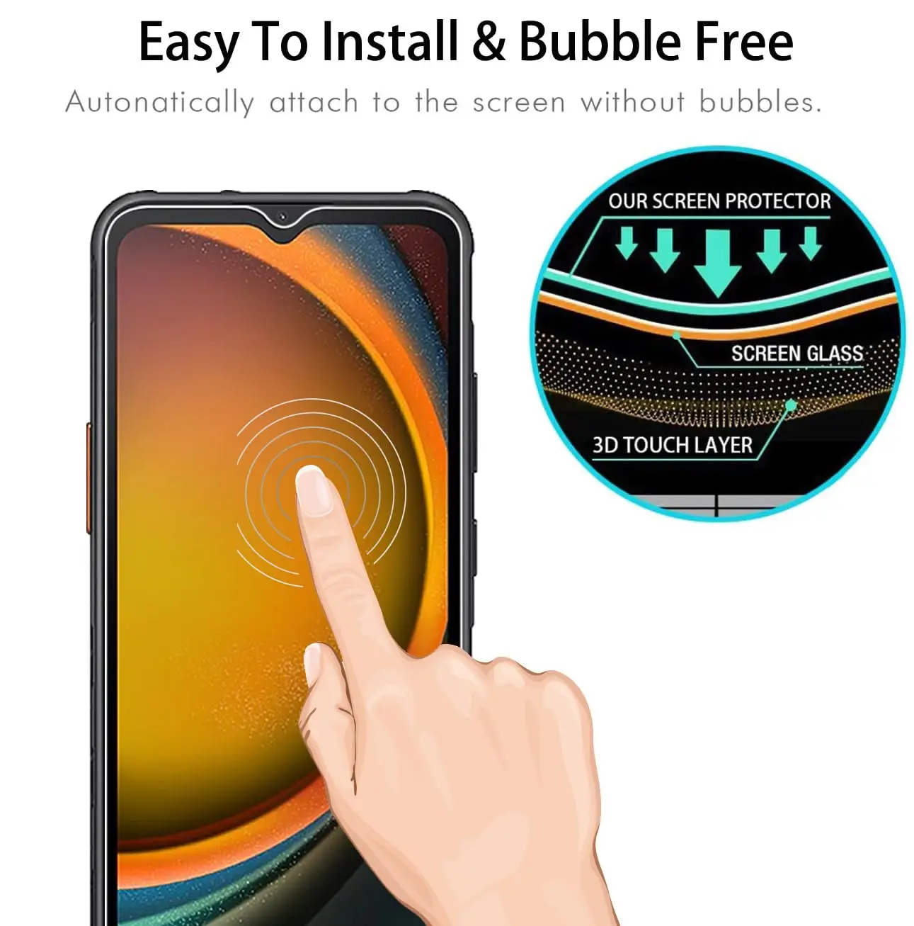 Für Samsung Galaxy XCover7 6,6 Zoll Displayschutzfolie aus gehärtetem Glas, Kristallglimmer, 9H HD, klar, transparent, kratzfest – Detail 3