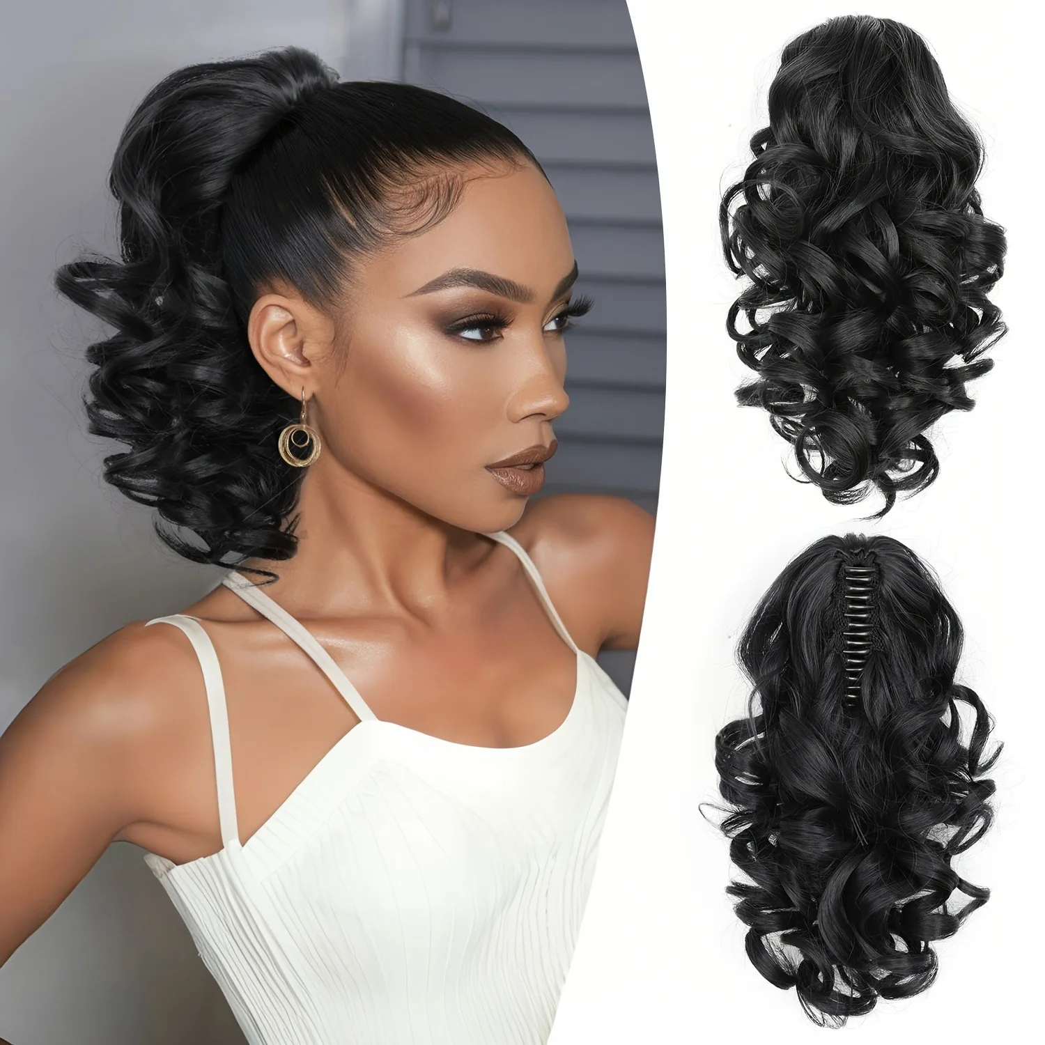 

12-дюймовые синтетические короткие кудрявые волнистые накладные волосы на заколке для женщин и девушек