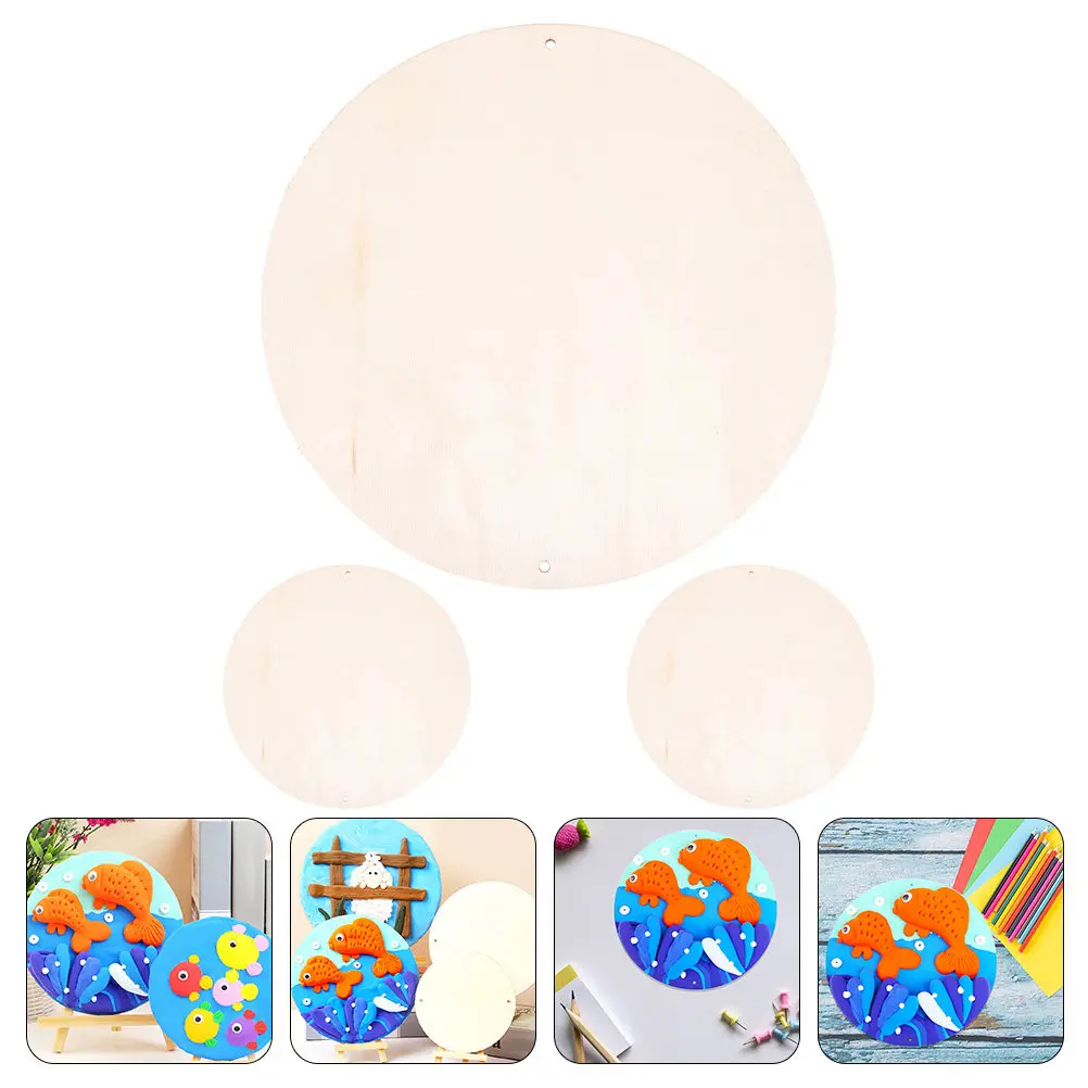 3Pcs Wooden Board for Crafts Round Clay Boards DIY Art Supplies High Density Smooth Edges Strong Compression Resistance