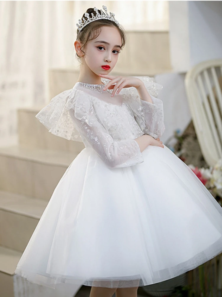 

2023 Summer Baby Girl Flower Elegant Dress Kids Bridemaid Wedding Dresses For Children White Clothing Boutique Vestido Frocks