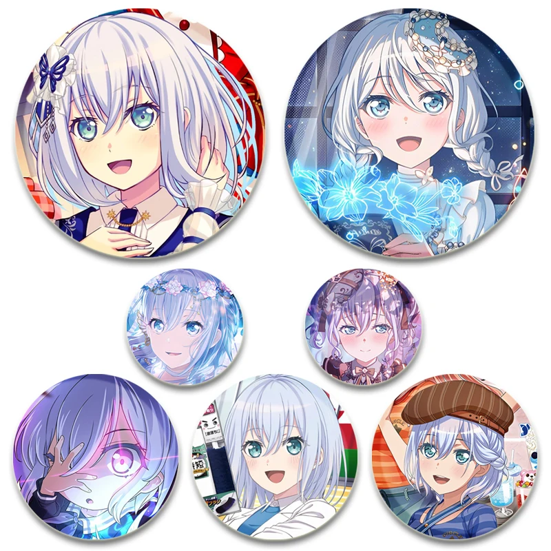 BanG Dream Kurata Mashiro Pins Handmade Brooches for Clothes Cartoon Cosplay Badge Backpack Decoration Jewelry Gifts Accessory