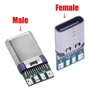 USB 3.1 Tipe c Konektor Laki-laki Perempuan Jack 5A Arus Tinggi Steker Laki-laki USB Terminal Listrik Pengelasan Kabel Data DIY Mendukung PCB 8 penjualan terbaik usb c diy - №