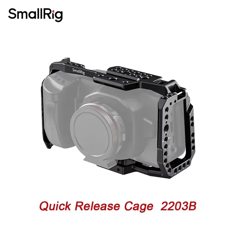 Brand For SmallRig 2203B Quick Release Cage 4K/6K for Blackmagic Pocket Cinema 4K | NATO Rail Cold Shoe for Pro Video