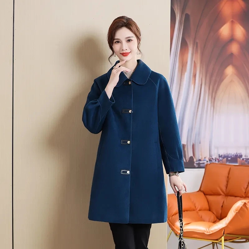 

2023 New Autumn Winter Double-faced Wool Coat Women's Jacket Mother Clothing Double-faced Cashmere Overcoat Female Woolen Parkas