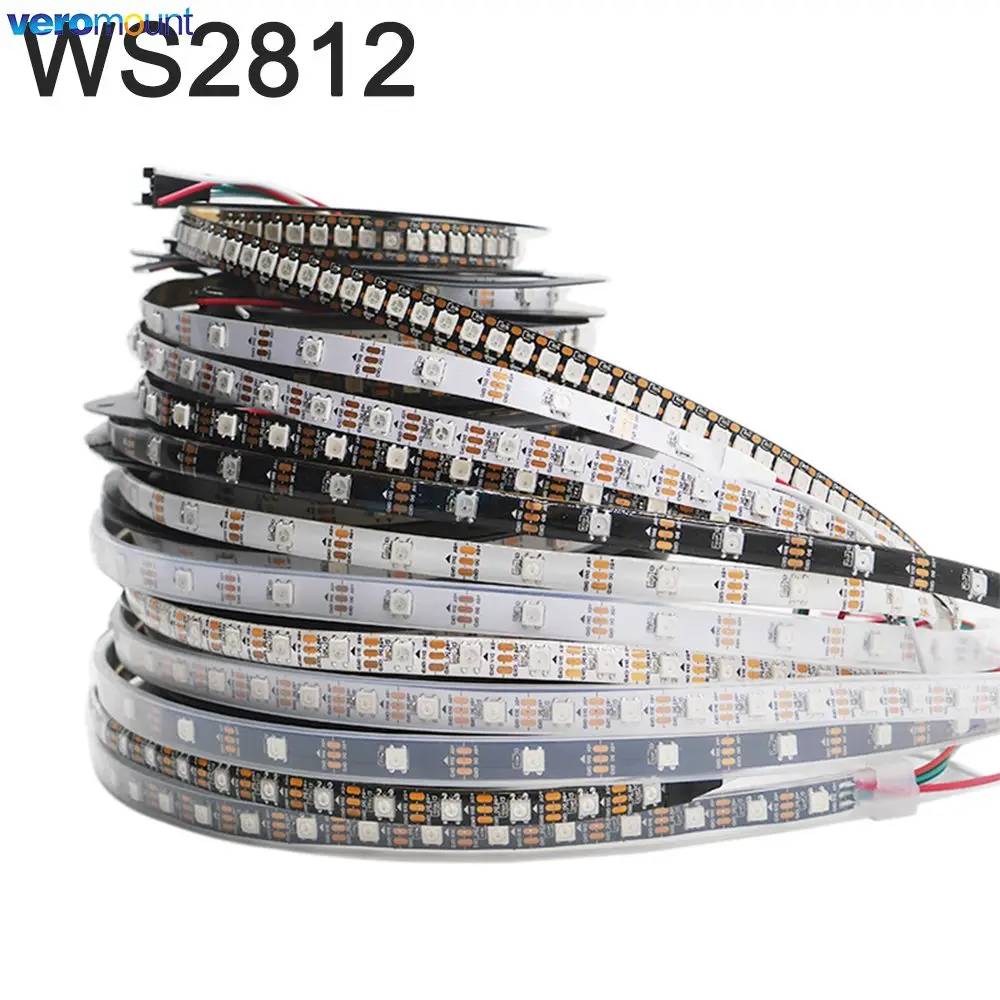 

1m/4m/5m WS2812B 30/60/74/96/100/144 Pixels/LED/M Smart LED Pixel Strip,Black/White PCB,Built-in WS2812 IC, IP20/IP65/IP67 DC5V