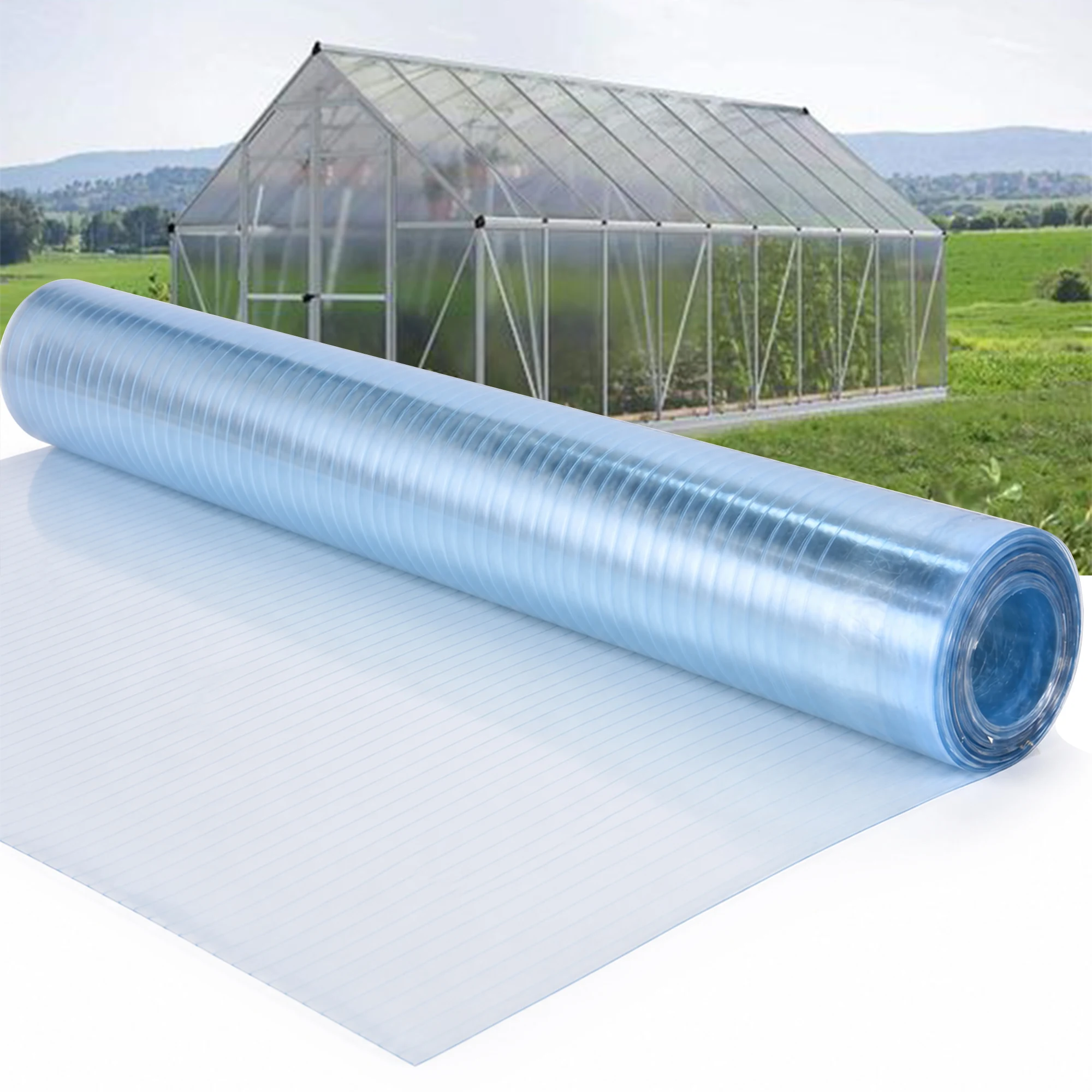Polycarbonate Roof Panels 3.28x65.62ft 0.8mm UV Resistant Rainproof Clear, Polycarbonate Roll Sheet for Greenhouse Canopy Pergola Shed Patio Awning, Easy to Cut DIY Roofing Panels