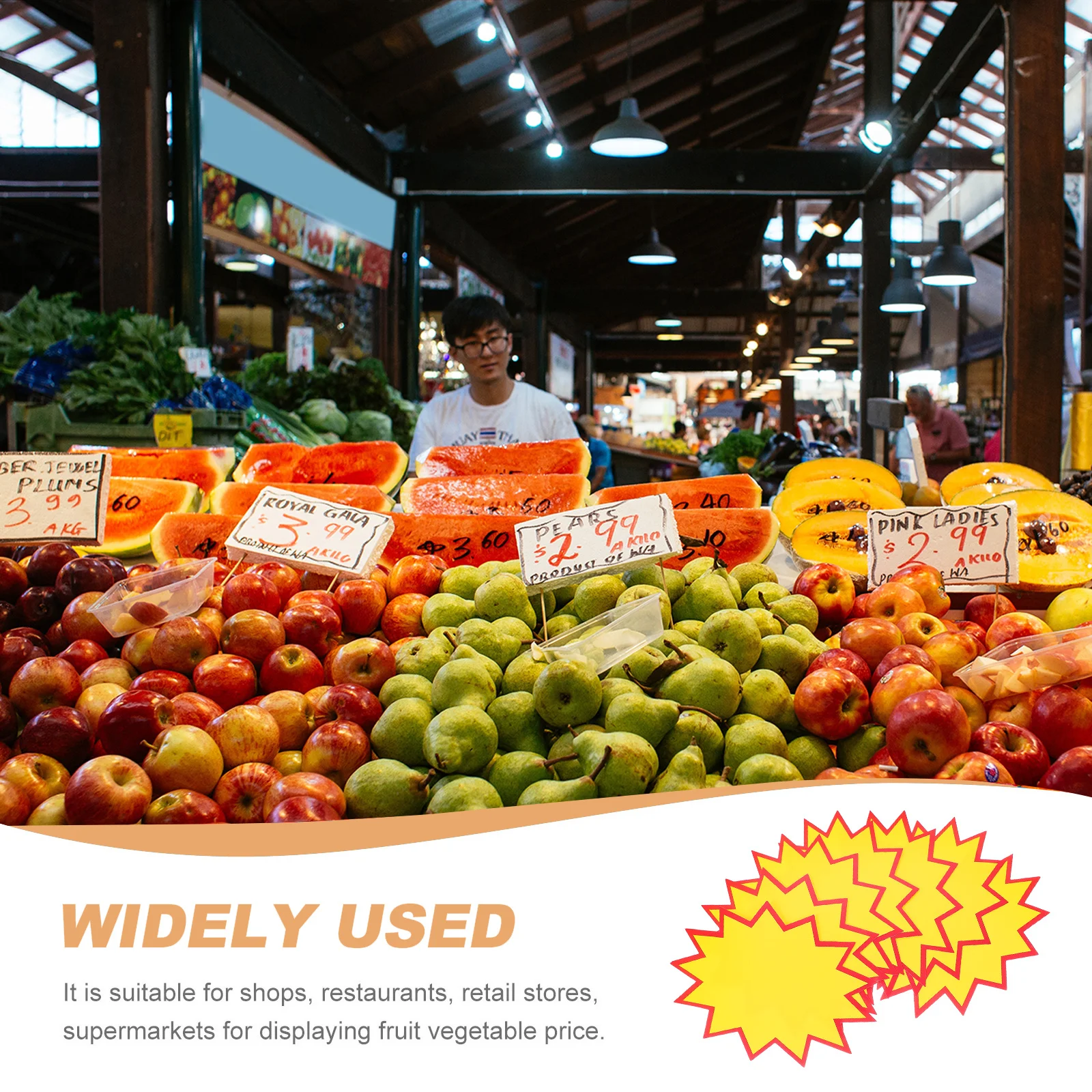 

iplusmile 200pcs Fluorescent Blank Star Shape Burst Signs Retail Labels for Party Favors Decoration