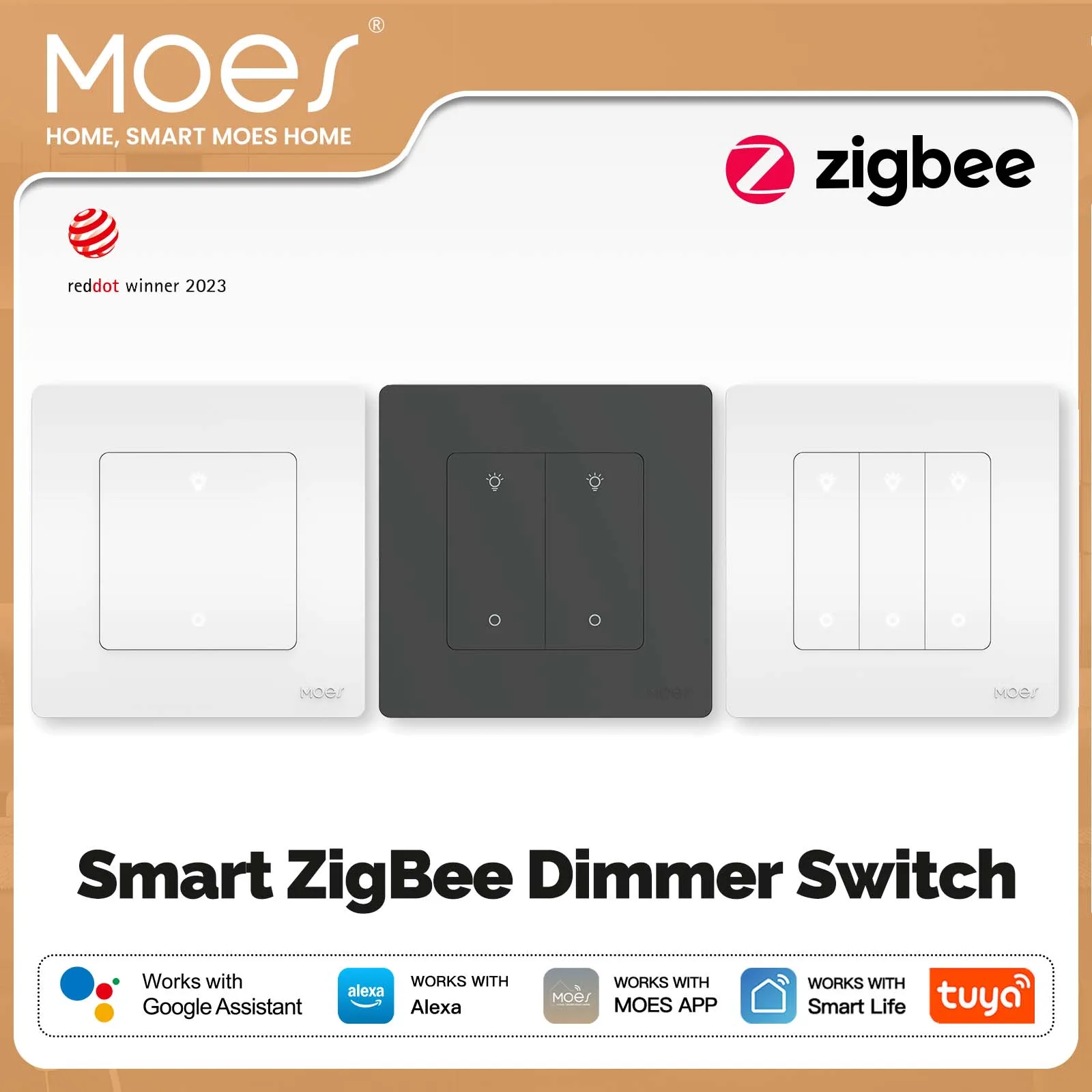 MOES Star Ring Series ZigBee Smart Light Dimmer Switch 1-3 Gang APP التحكم عن بعد يعمل مع Alexa Google Home #1
