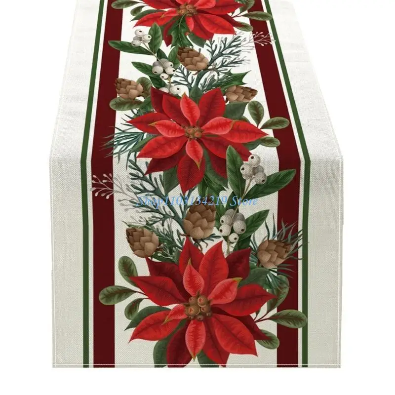 N5KC Colorful Christmas Tablecloth Table Runner Home Party Decorations Table Cover Add to Your Festive Gatherings