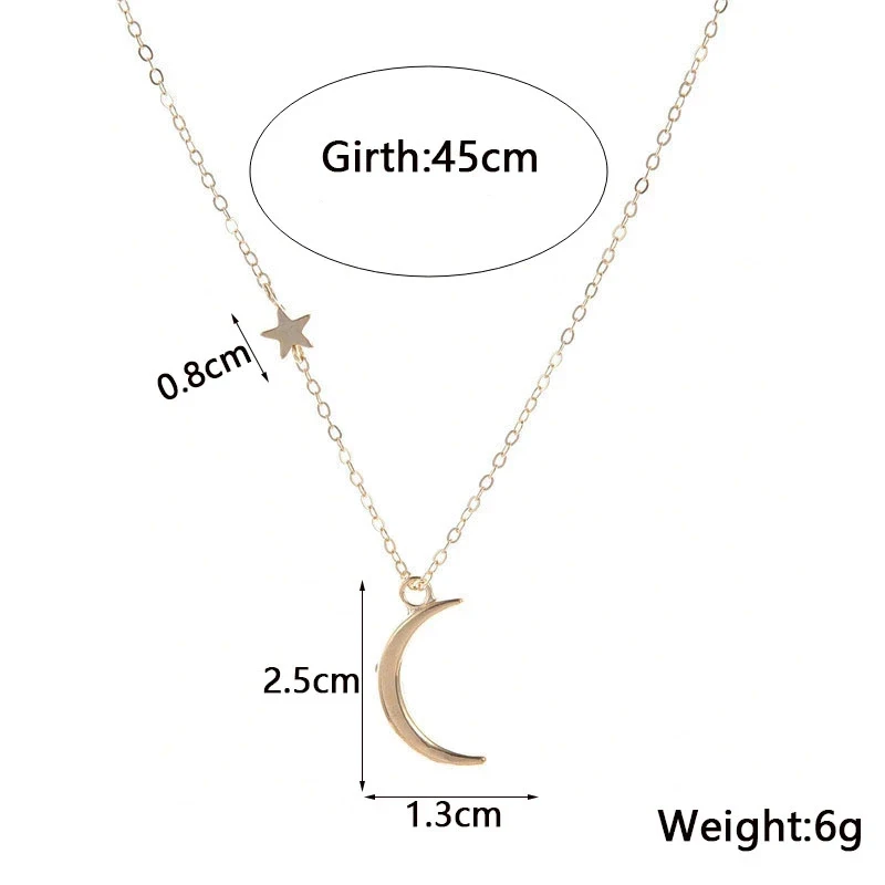 Collana con clavicola con ciondolo stella e luna per donna Collares di moda minimalista gioielli estivi per tutti i giorni Bijoux