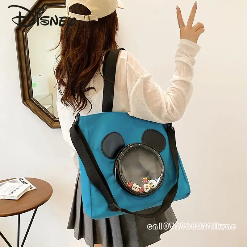 Disney Mickey Bolsa Moda Dos Desenhos Animados das Mulheres de Grande Capacidade Crossbody Bolsa Ombro Estudante Saco Armazenamento Computador Portátil