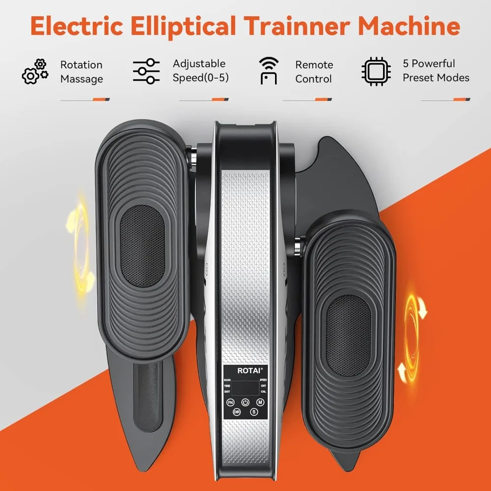 Under Desk Elliptical Machine with Ciculation Massage Roller, Electric Pedal Exerciser with LCD Monitor