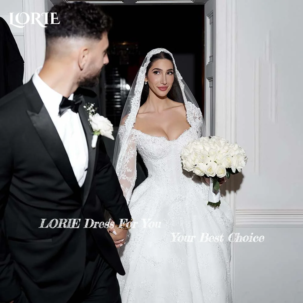 LORIE-Robe de Mariée en Tulle, Manches sulf, Ligne A, Appliques en Dentelle, Élégante, Style Boho, Éducative