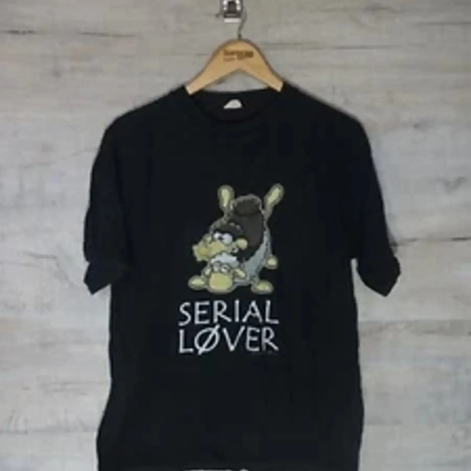Serial Lover Funny Festival T Shirt Vtg Black W Tag M L vintage Washed Stylish streetwear homme Comfortable graphic Breathable