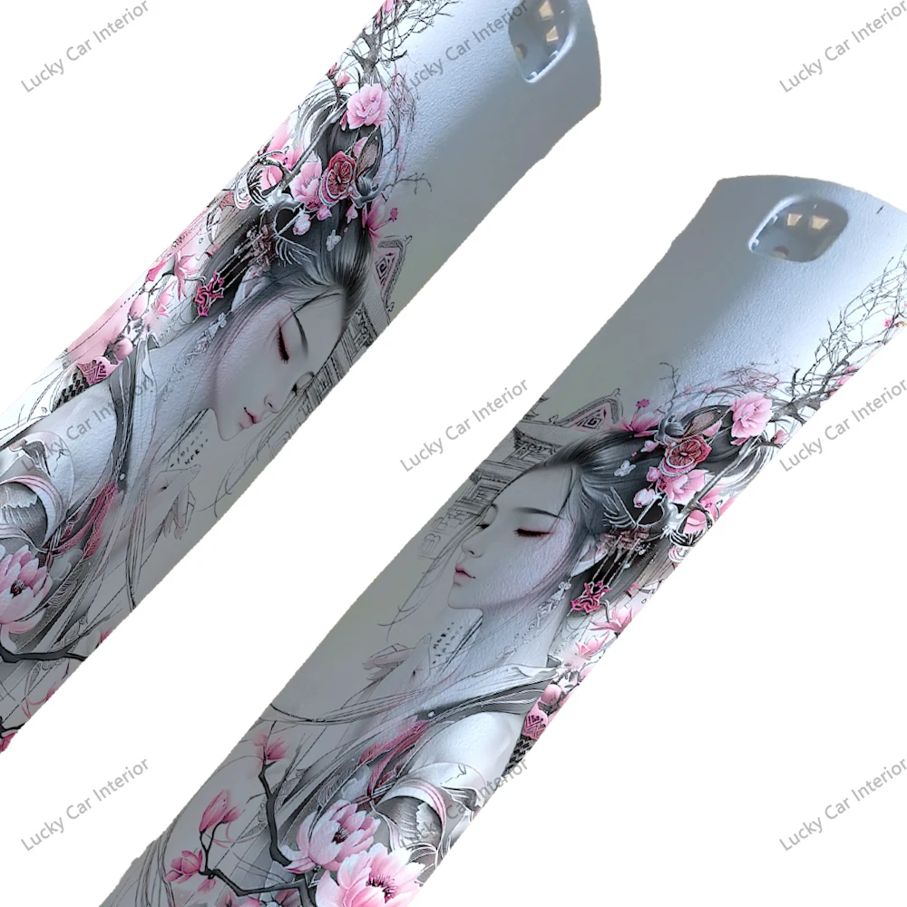 1 Pair of Flower Geisha Car Stickers, A-Pillar Decoration Stickers, Car Interior Modification Decoration Supplies image 5