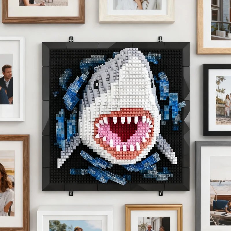 

Настенная художественная рамка для рисования с акулами, 3D строительный блок, сделай сам, головоломка, кирпичи с животными, детская игрушка для взрослых, подарок, домашний декор