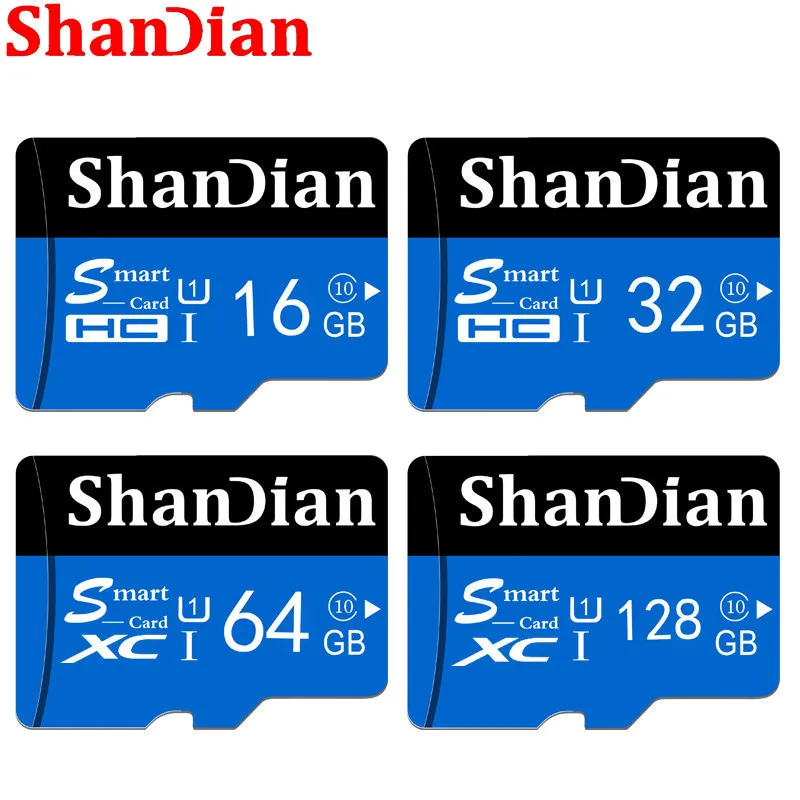 

SHANDIAN Mini128GB Smart SD Card Class10 TF 16GB Free Card Reader Gift 32GB 64GB Max Memory Card for Samrtphone and Table PC