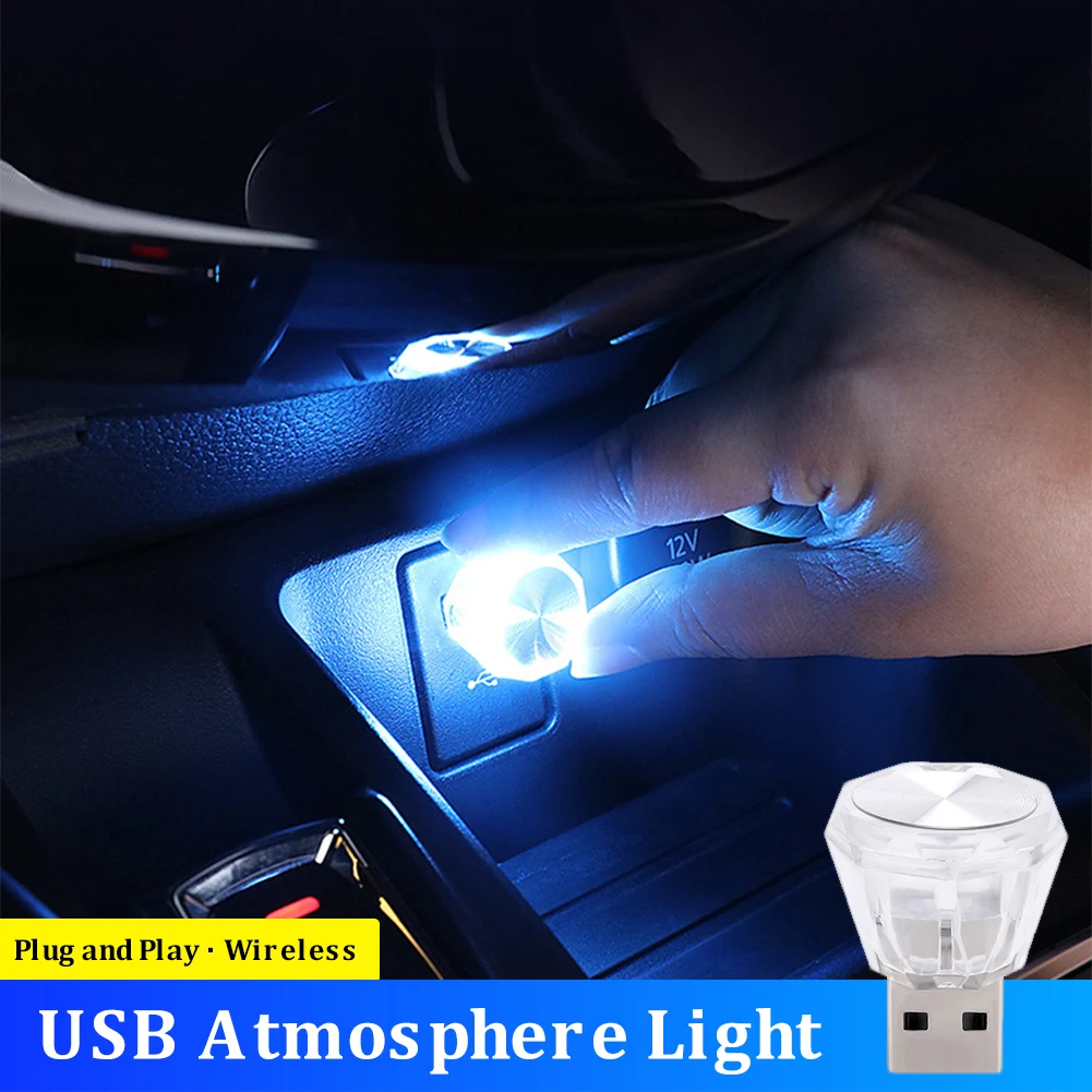 Car USB Atmosphere Light Lighting Gradient Atmosphere Lamp Colorful Night per BMW VW Tesla Benz lampadine a LED decora gli accessori