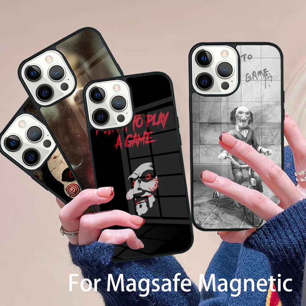 

Jigsaw Saw Horror Phone Case Magesafe Magnetic Wireless Charge Cover For IPhone 16 11 12 13 14 15 Pro Max Plus Mini