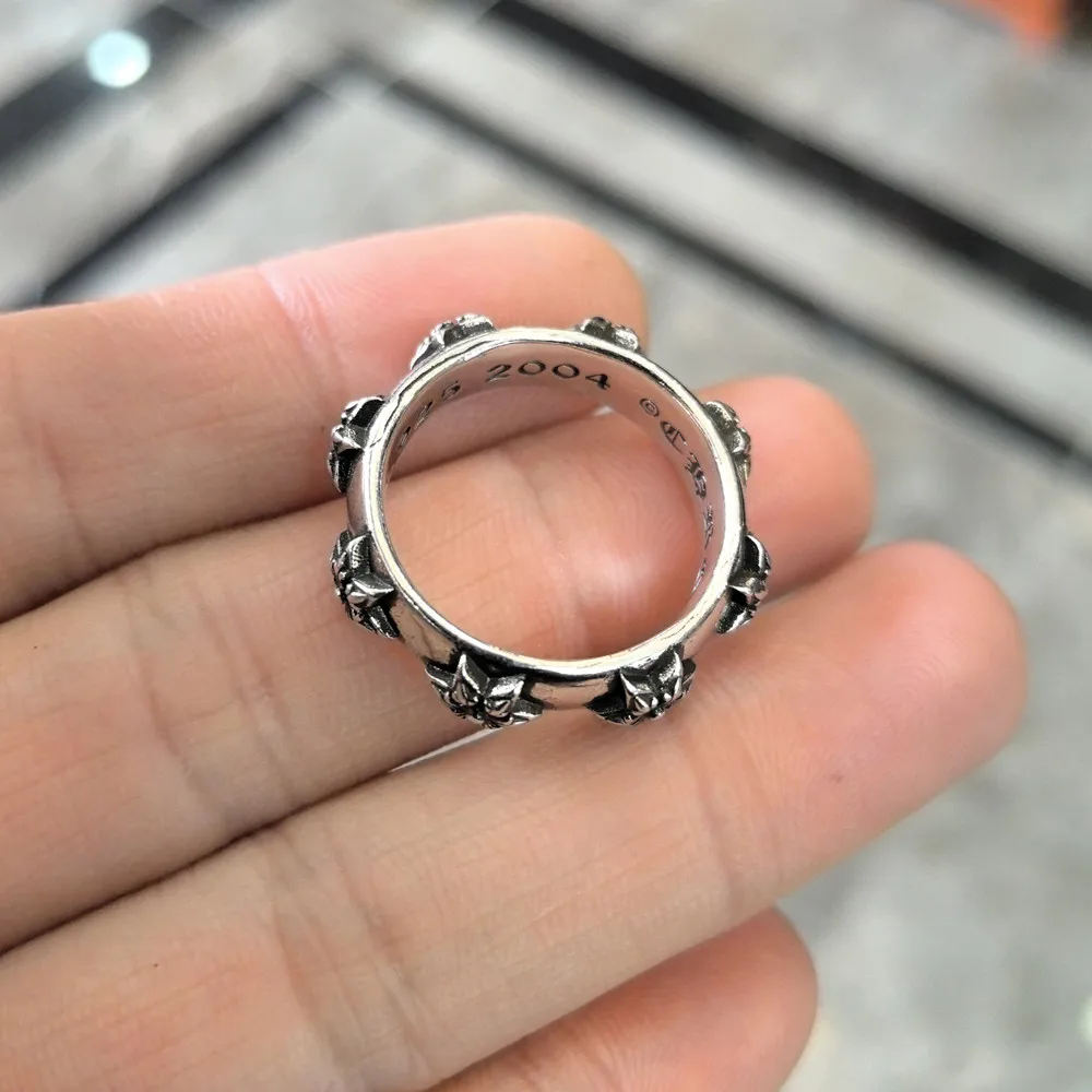 

Thai silver 925 sterling silver trendy brand cross six pointed star trend ring punk trendy men women hiphop party gift