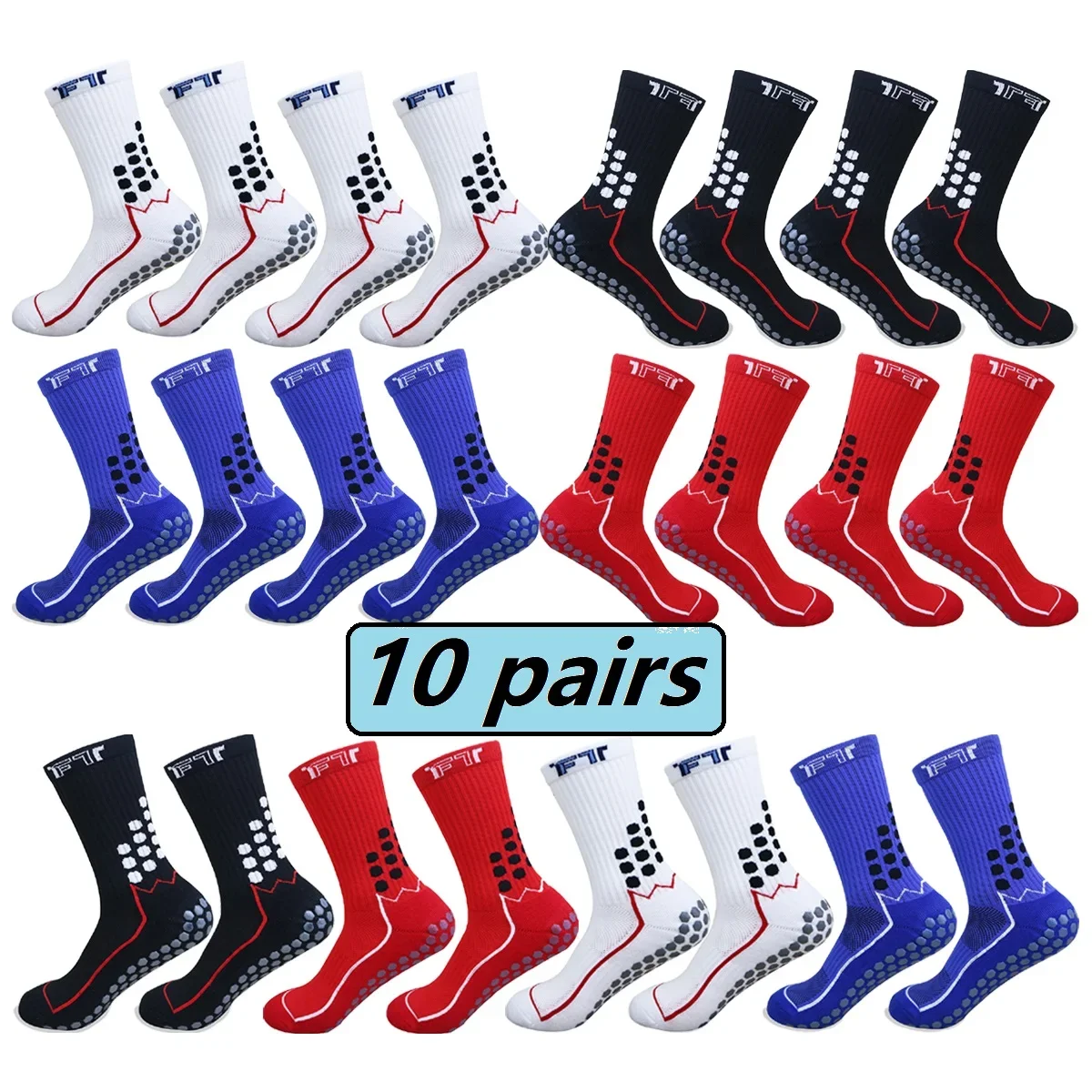 

10 Pairs Four Season Universal Anti Slip Football Sports Socks Professional Racing Socks Men's and Women's Cycling Running Socks