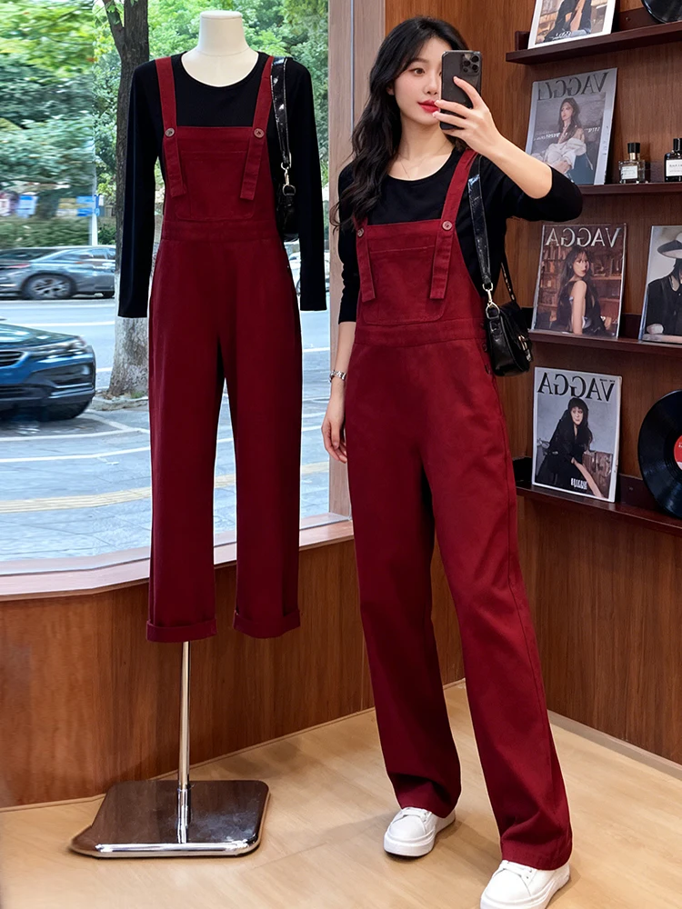 Salopette di jeans a vita alta da donna Faionable dimagrante Sle Pendolarismo coreano semplice colore puro Bal pantaloni casual