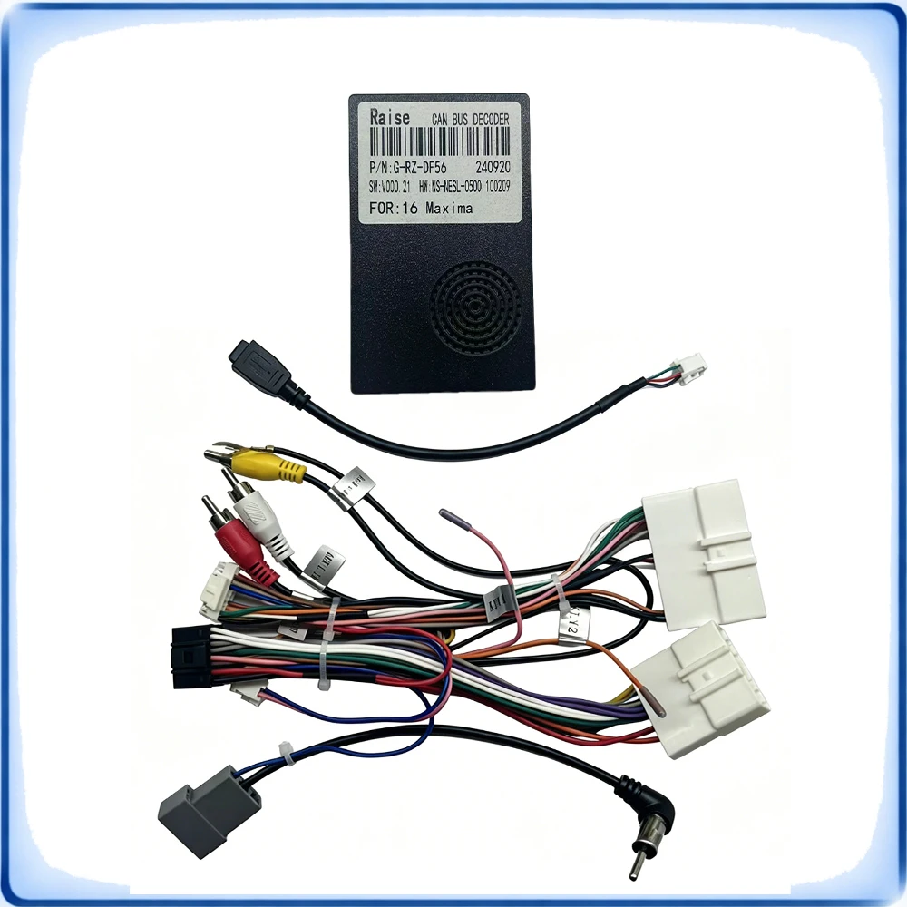 

Car Radio Wiring Harness with Raise G-RZ-DF56 CANBUS Decoder for Nissan Maxima 2016 High Low Model Adapter
