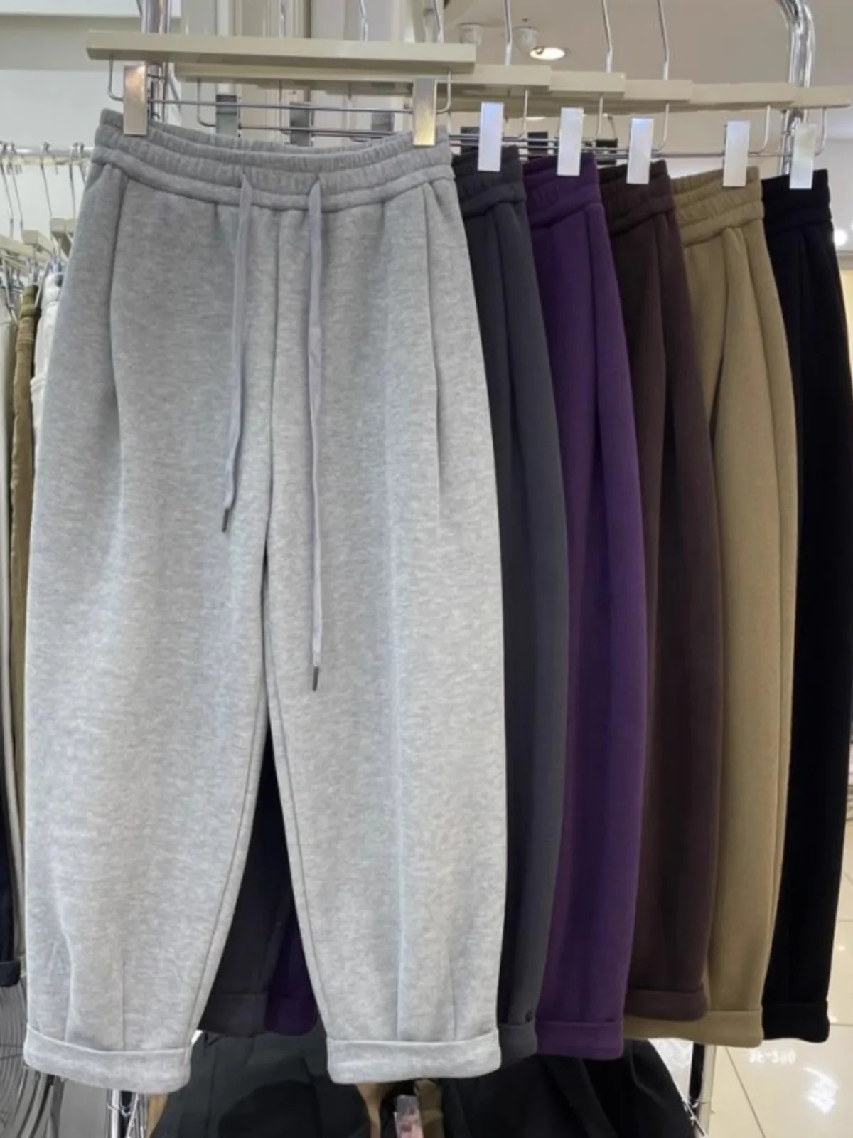 plus Size 300 Pou Extra Thi Fce Lined Women's Sweatpants Loose Slimming Winter Sports Trousers High Waist Long Pants