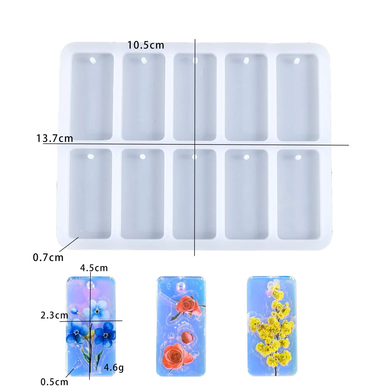 DIY epoxy resin mold 10-connected square full plate small pendant keychain silicone mold handmade jewelry