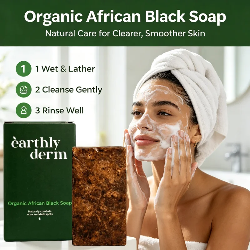 Natural Bar Soap Reduce Acne Organic African Black Soap for Deep Cleansing Skin Care Body Facial Wash Soap for Men & Women 120g