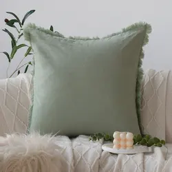 Breathable Soft Tassel Cushion Cover for Sofa Home Decoration Funda Cojines De 45x45 Plain Throw Pillow Cover Living Room Cozy