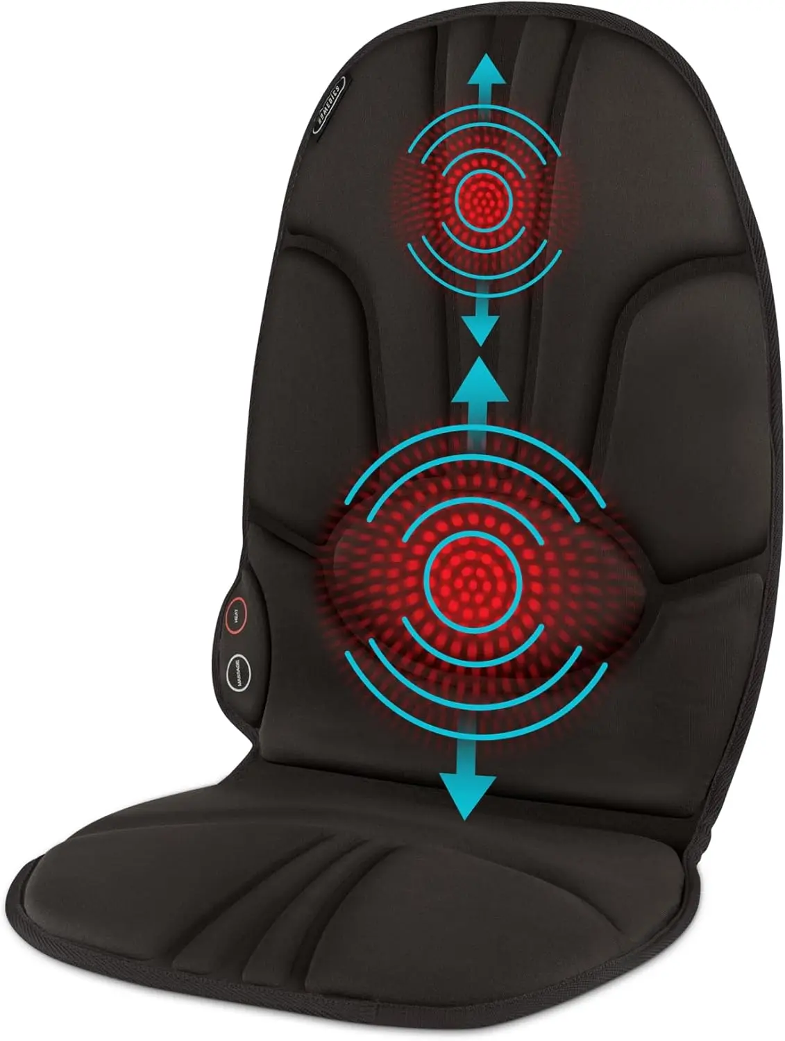 

Portable Heating and Vibrating Back Massage Cushion with Adjustable Intensity and Integrated Straps for Comfort