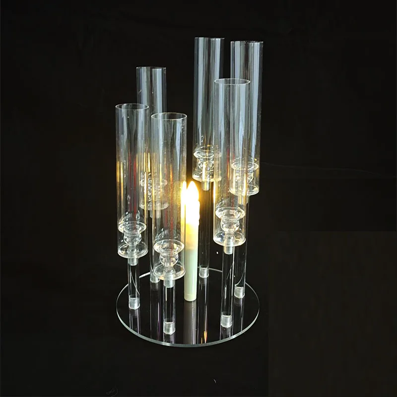 

10 Pcs Acrylic Candlestick Wedding Flower Stand Stage Road Lead Decoration Crystal Light Props Candle Holder