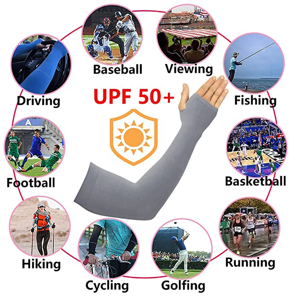 Worthdefence 6/7 Pairs Compression Arm Sleeve Cuff Sun UV Protection Cover Men Women Mangas Arm Warmers Summer Running Cycling