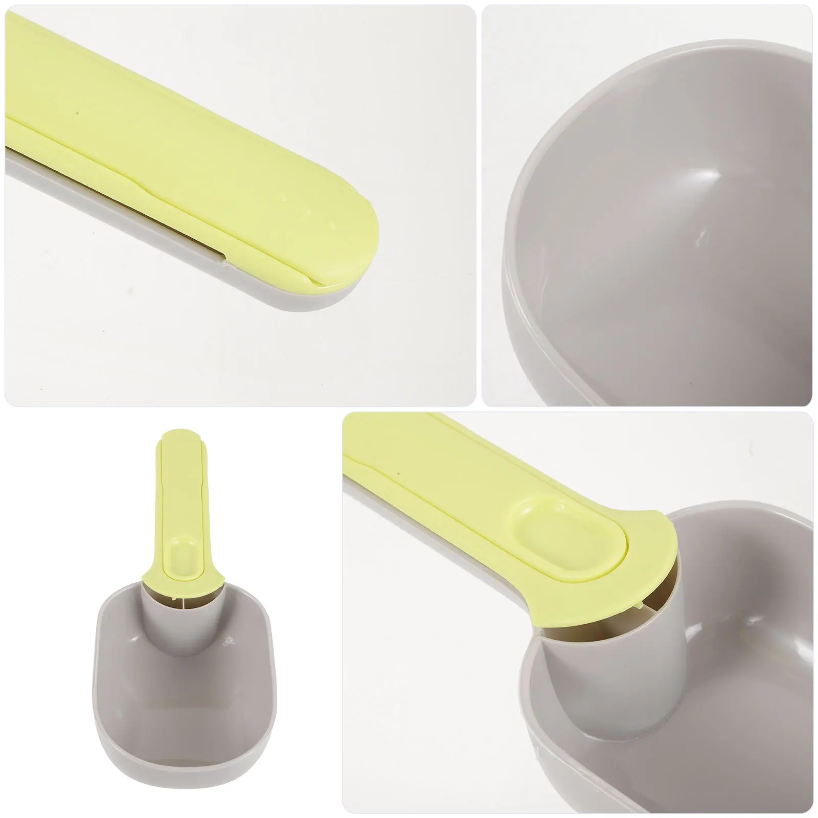 

Plastic Pet Food Spoon Sturdy Scoop for Dog Cat Measuring Feeding Handle Holder Multifunctional Yellow Grey Long Lasting Durable