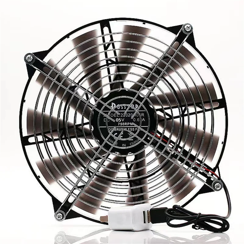 20cm Large Size Exhaust Fan Ultra-quiet 5V Chassis Router USB Cooling Fan Indoor Ventilation Fan Smoking Machine