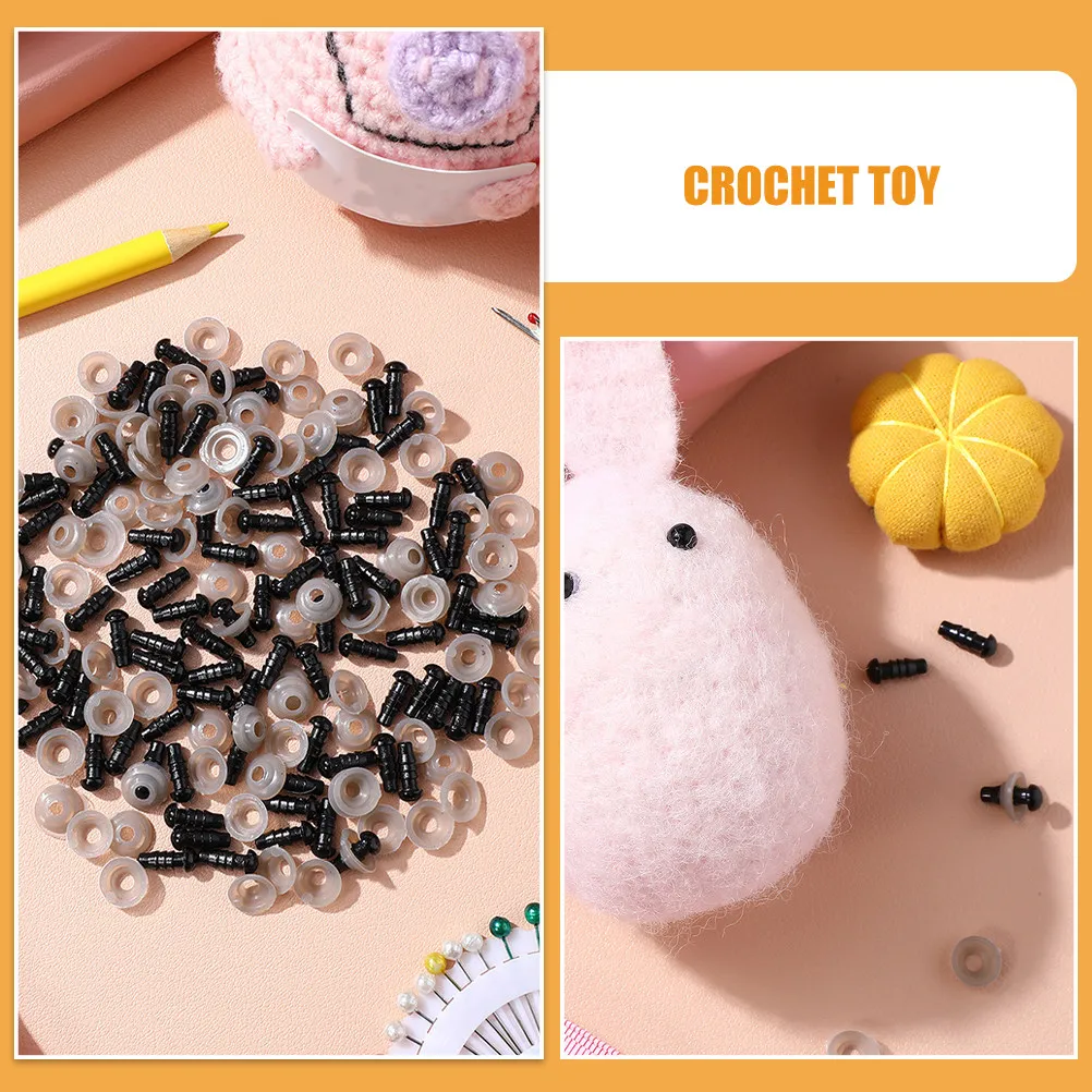 300Sets Plastic Craft Eyes Black Easy Install Washers for Stuffed Animals Crochet Puppets Making Supplies Toy Making Supplies
