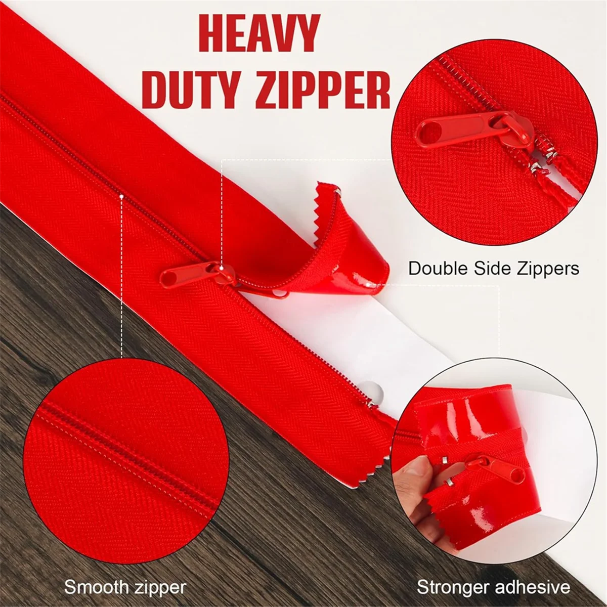

ABNJ 4 Pack Heavy-Duty Dust Zippers for Plastic Sheeting - Self-Adhesive Dust Proof Door Zipper, 7ft X 3in