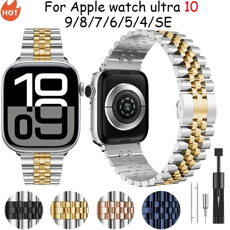 

Metal Strap for Apple Watch Ultra 8 7 6 5 4 9 band 45mm 41mm 49mm 44mm 40mm Stainless steel wristband iwatch 10 42mm 46mm Correa