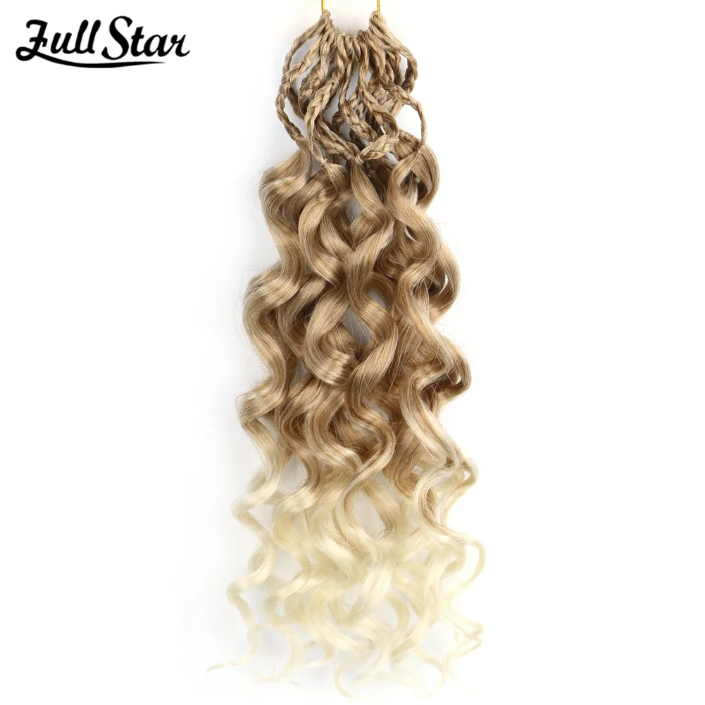 Full Star 14” Passion Twist With Curly Crochet Braids Hair Natural Synthetic Braiding Hair Extension Ombre River Faux Locs Hair