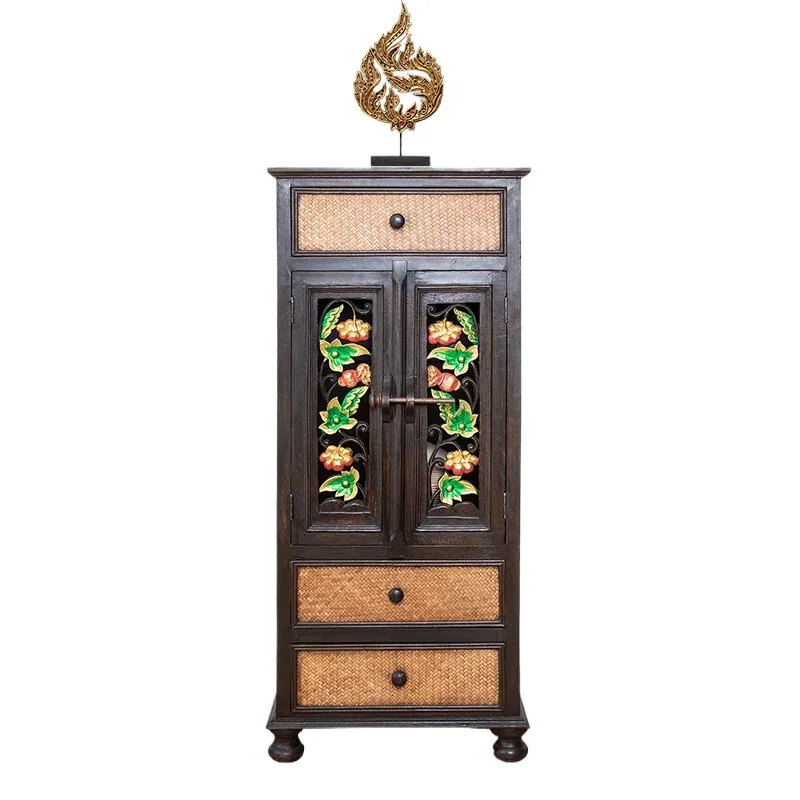 

Southeast Asian Furniture Hollow Carved Chest of Drawers Creative Personalized Living Room Bedroom Curio Cabinet Locker Cabinet