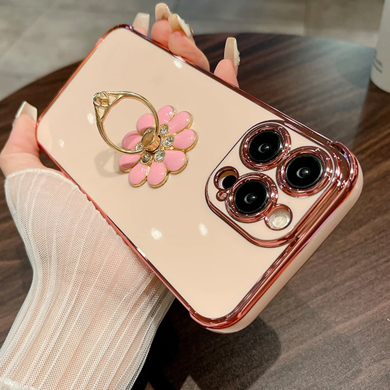 Luxury Quakeproof Glitter Ring Bracket Cover Case For iPhone 16 15 14 ProMax 13 Pro 12 MINI 11 X XR XS Max 7 8 Plus Case