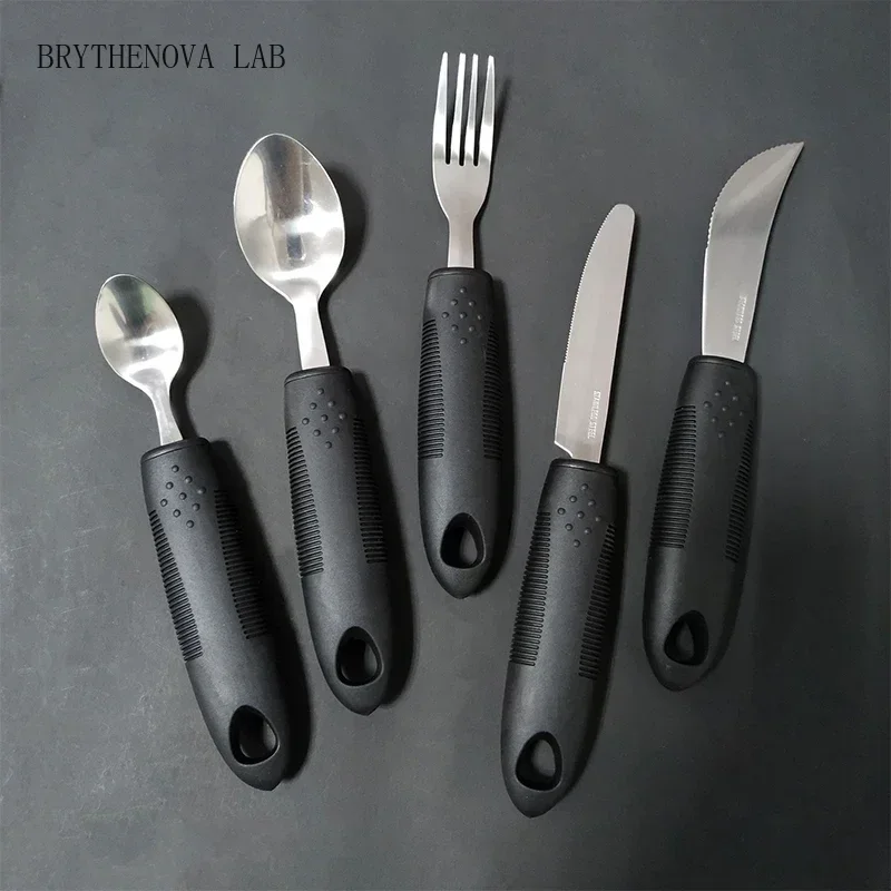 5Pcs 3/4//Set Elderly Adaptive Utensils Disabled Bendable Feeding Parkinsons Dinnerwares Self Training Spoon Fork Tableware