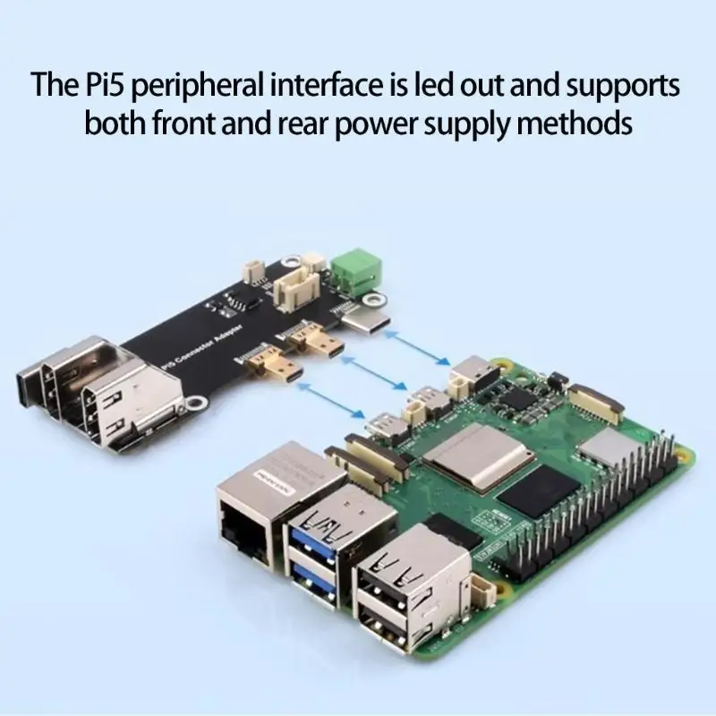 Gigabit Ethernet PCIe Case voor RPI 5 -behuizing met PCIE -netwerkuitbreiding 10 in 1 dubbele video en warmteventilatie D2RC