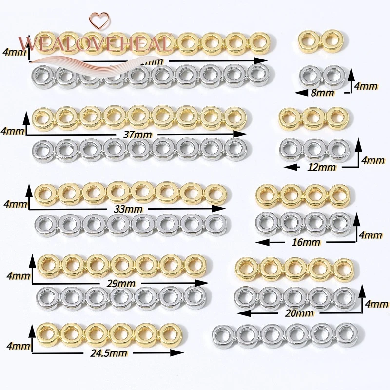 18K vergoldete Messing-Flachperlenverbinder mit mehreren Löchern, 2-10 Loch-Optionen, DIY-Zubehör für mehrsträngige Halsketten und Armbänder. – Detail 16