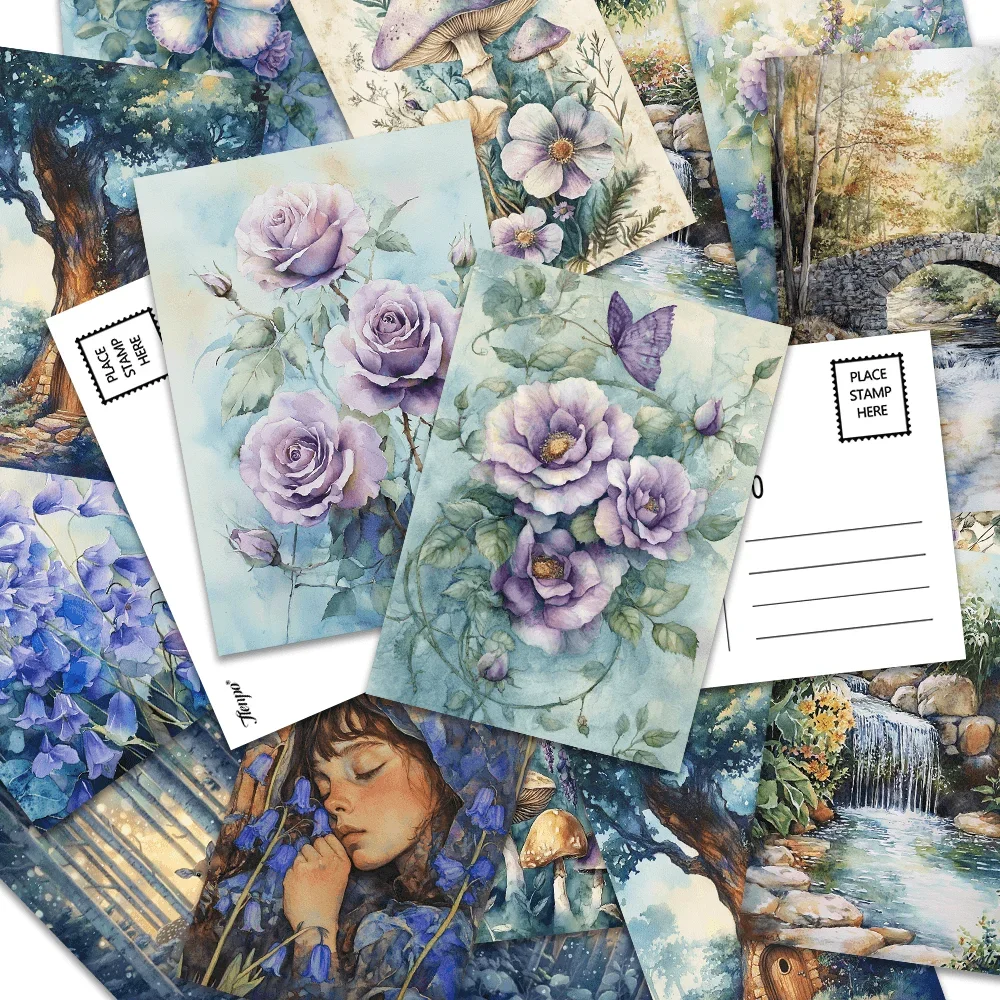 

32pcs, watercolor flowers, postcards, decorations/greeting cards/postcards, high-definition printing, collectible and mailable